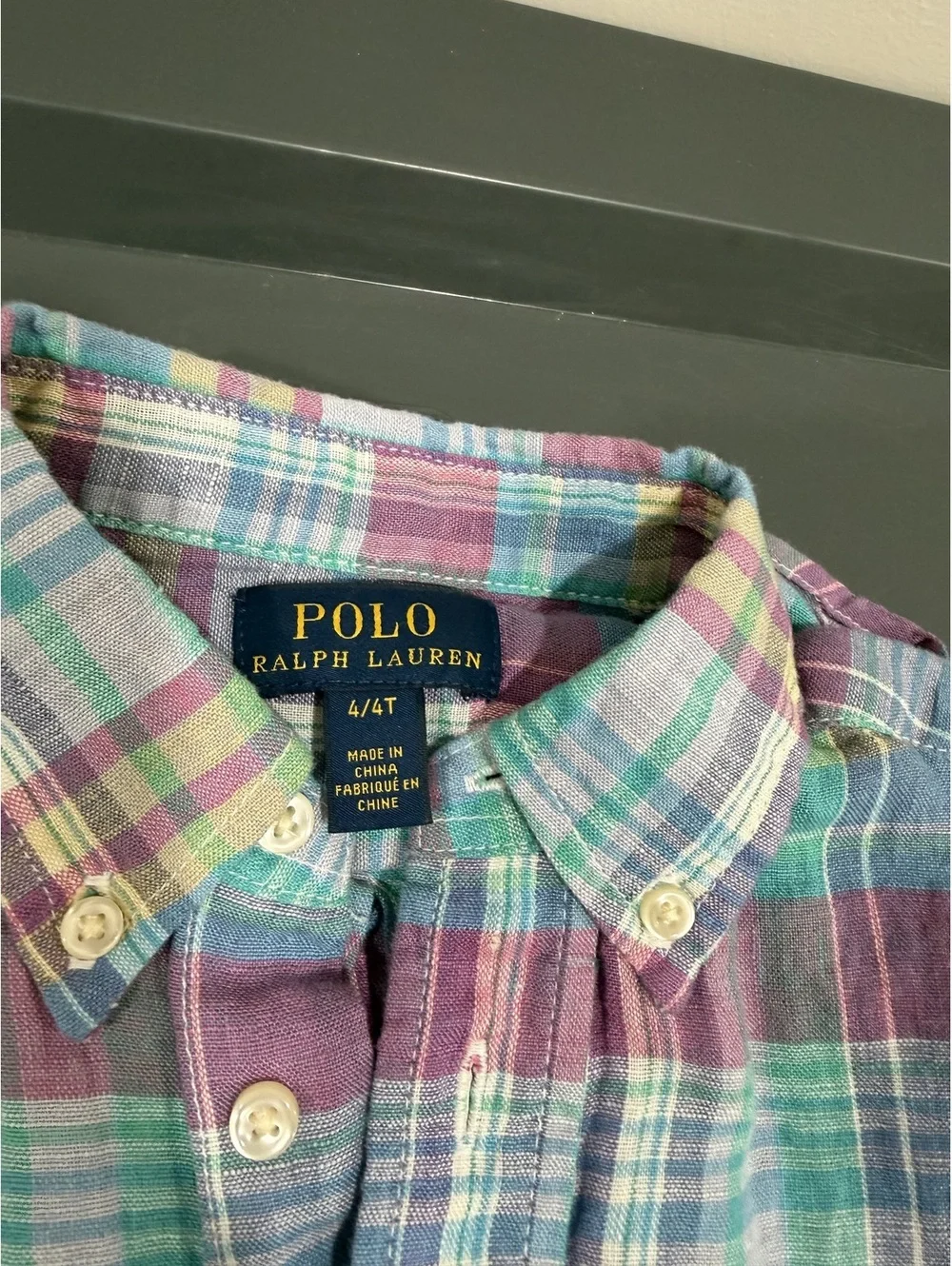 Polo Ralph Lauren Boys 4/4T Multicolor Plaid Button-Down Shirt Cotton Preowned
